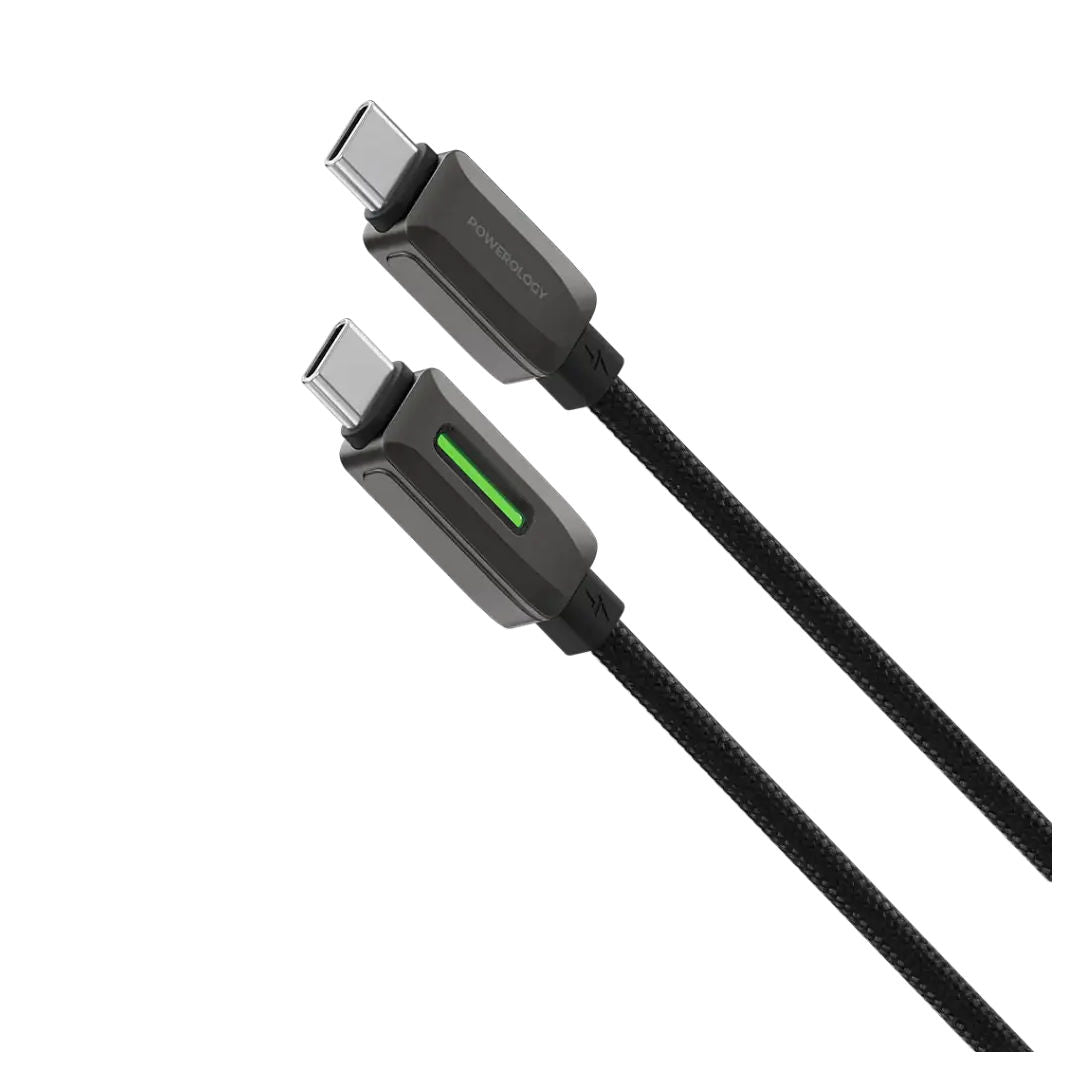Powerology 60W Braided USB-C to USB-C Charging Cable, Black