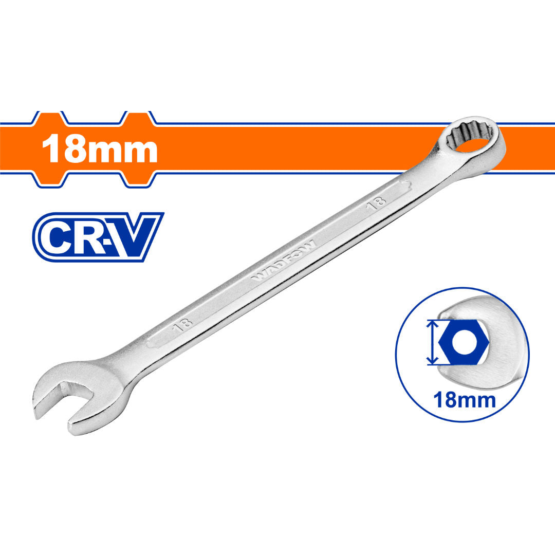 WADFOW Combination Spanner, Cr-V Steel, Chrome Matt Finish