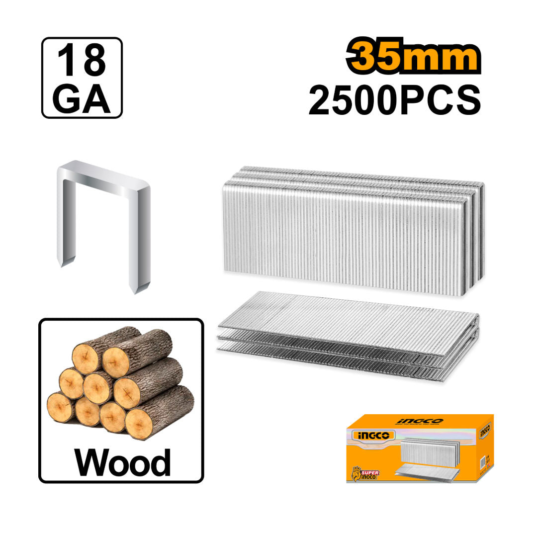 INGCO Crown Staples, GA18, 1.25x1.0mm, 2500pcs