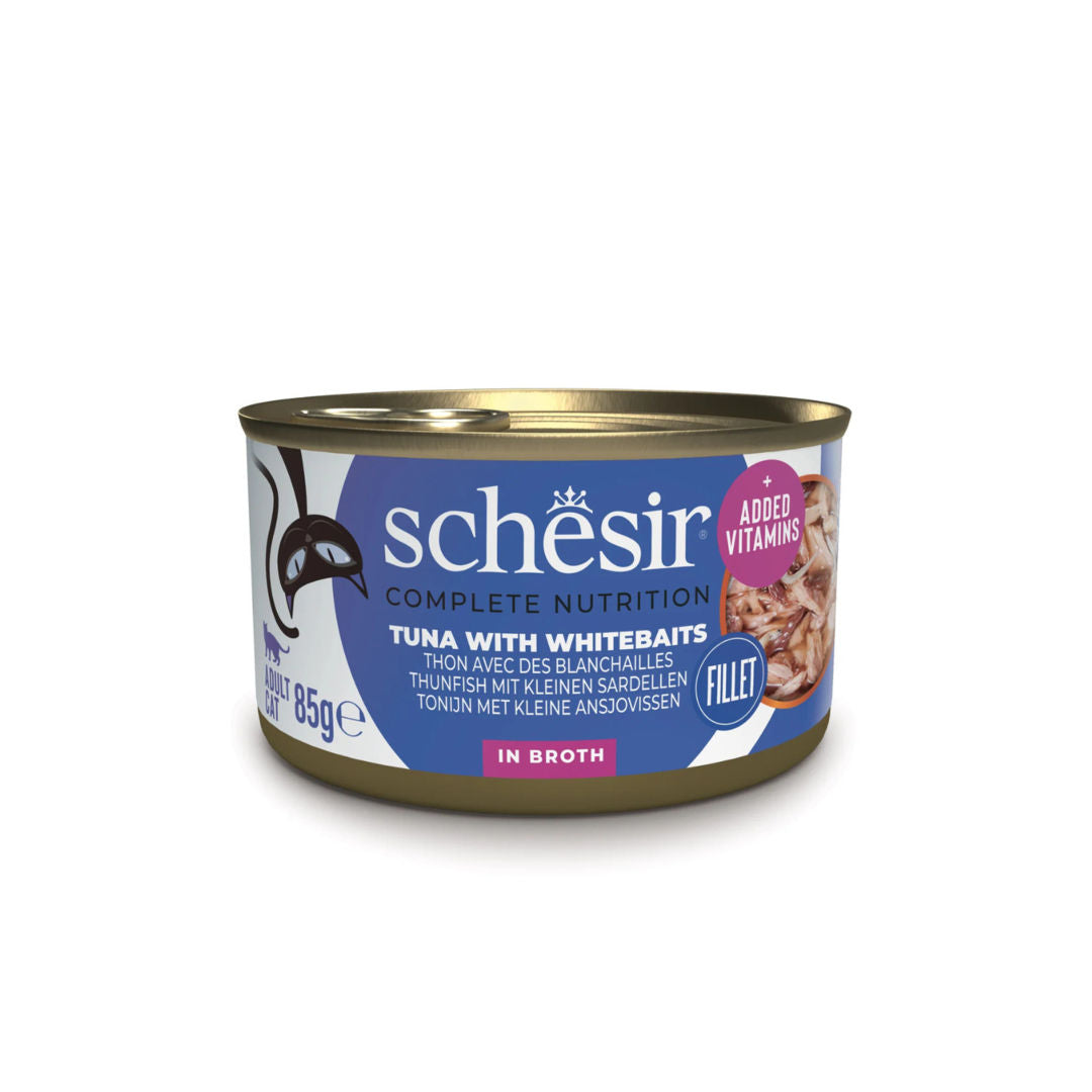 Schesir Complete & Balanced Nutrition Wet Cat Food in Broth Can, 85g