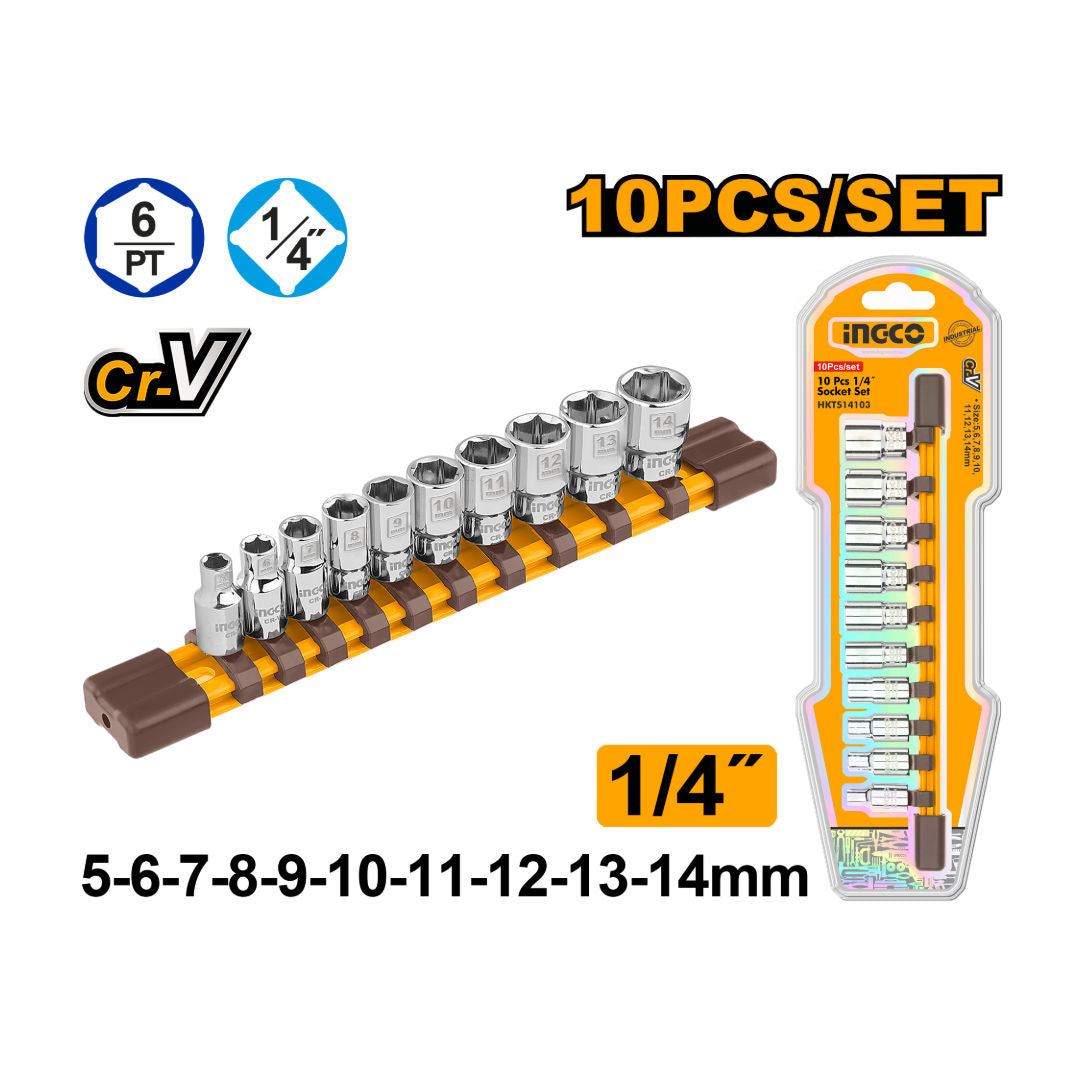 INGCO 10-Pieces 1/4" Socket Set