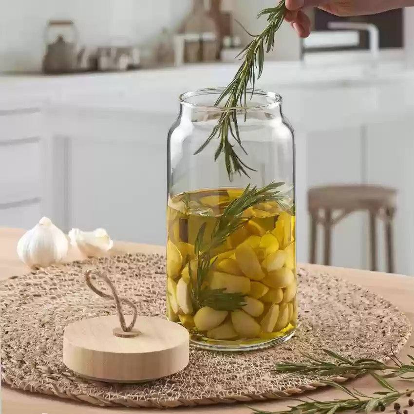 Pasabahce Classy Glass Jar with Bamboo Lid, 1130ml