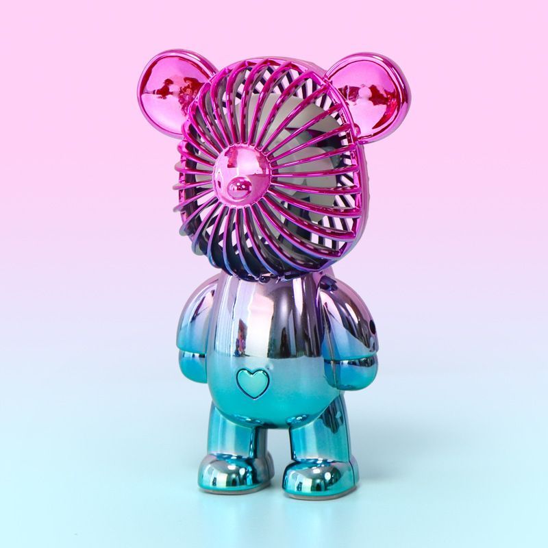 Colorful Bear Fan Gradient Electroplating Bear Electric Fan Portable Fan