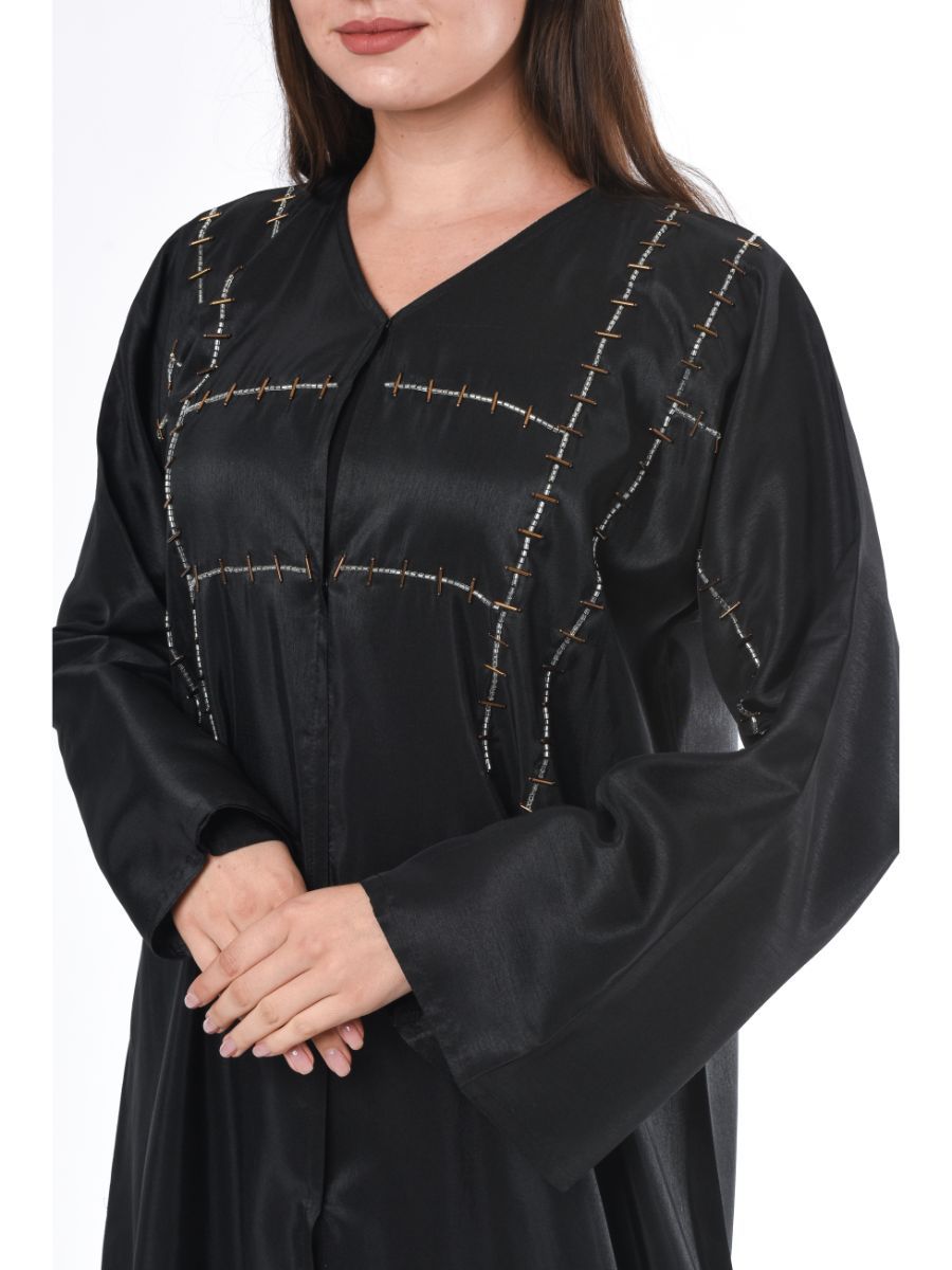 MOiSTREET Silk Blend Abaya with Hand Embroidery