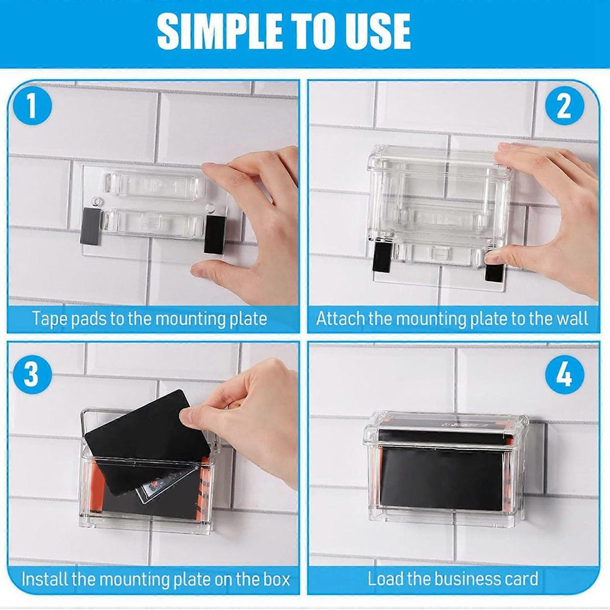 2X Outdoor Business Card Holder Wall Mount Acrylic Business Card Box Included Clear Holder Peel and Stick