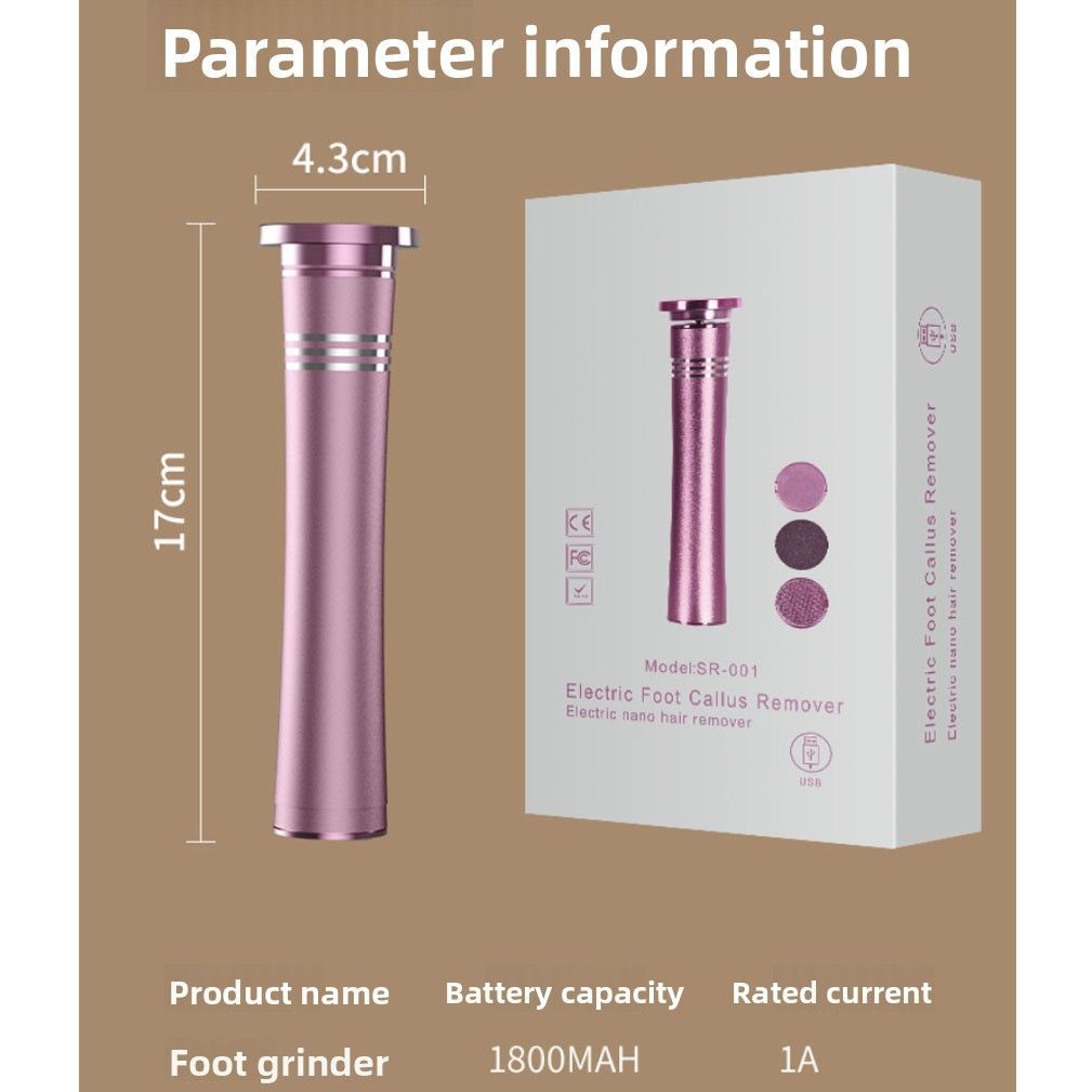 USB Rechargeable Electric Foot Callus Remover with 3 Heads Pink