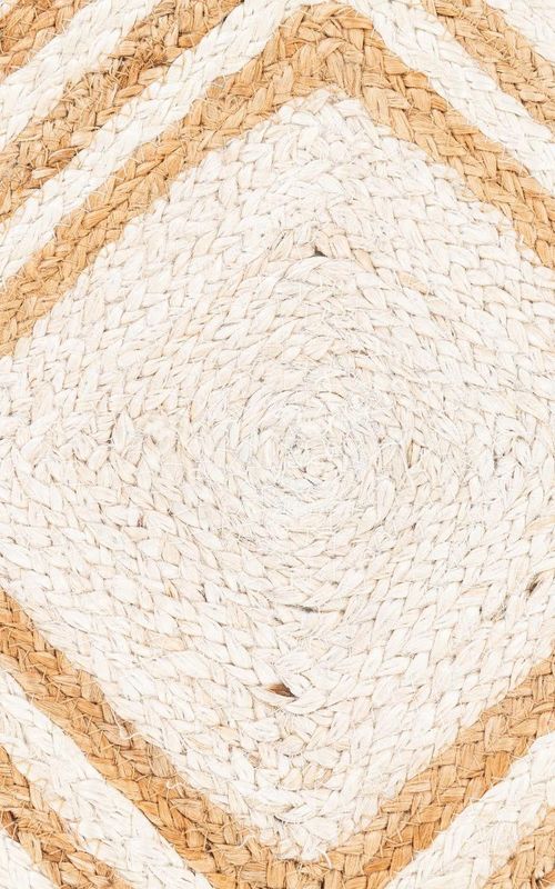 Oval Geometric Jute Rug in Ivory & Natural | Modern Minimalist Area Carpet