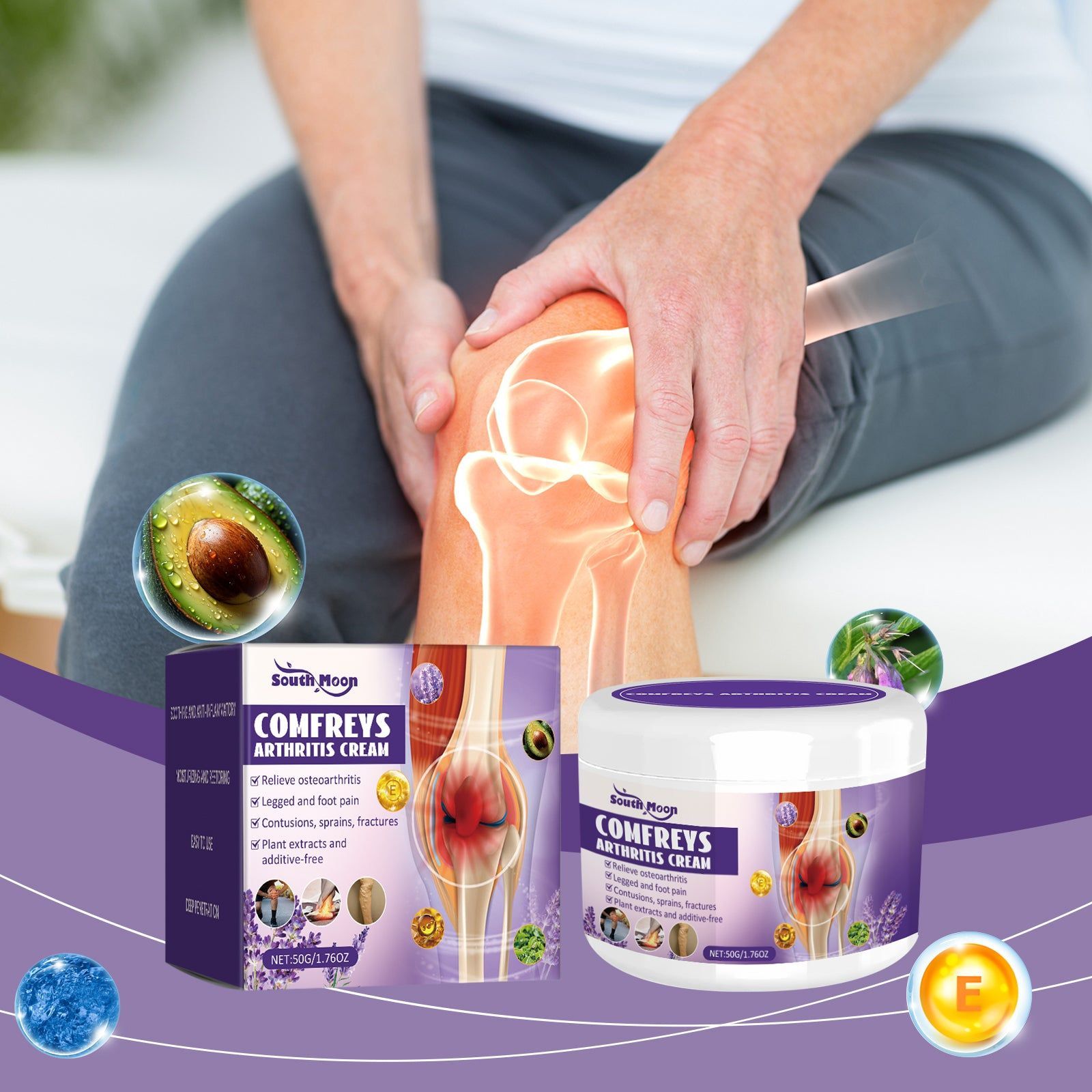 Comfrey Body Care Cream, Joint Pain Relief, Muscle Soreness, Flexibility ,50g