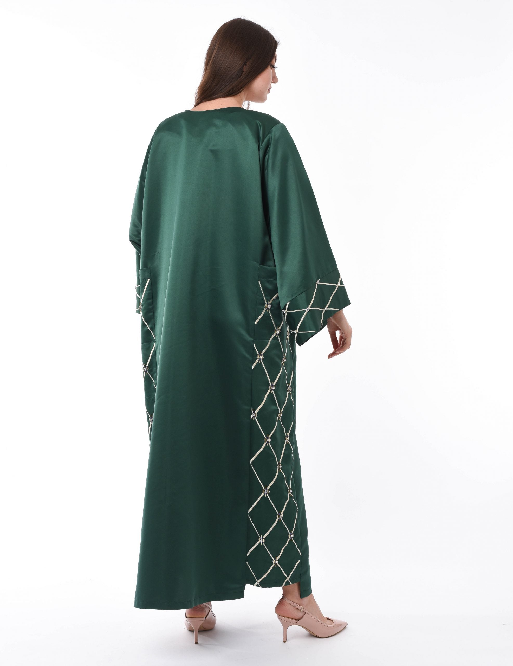 MOiSTREET Green Kaftan with Embroidery