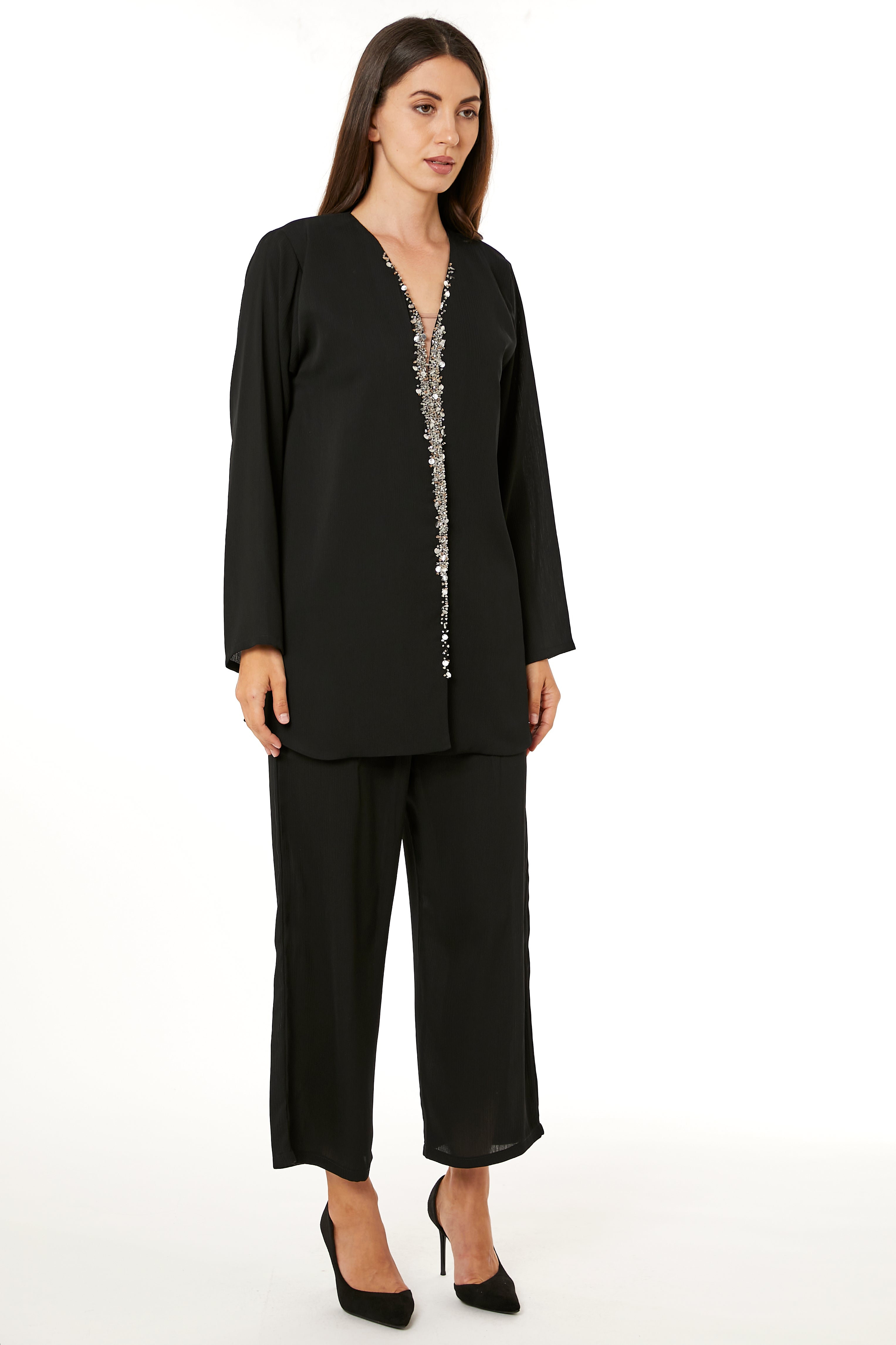 Black Zoom Top and Pants Set