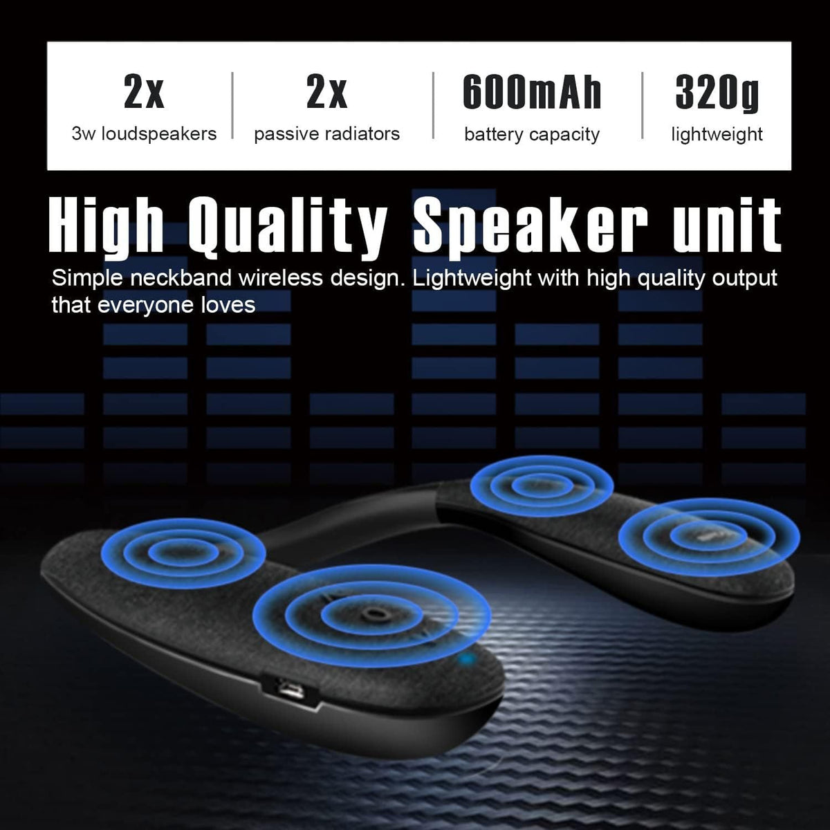 Portable Bluetooth Wireless Neckband Speakers for Phones Tablet Laptop
