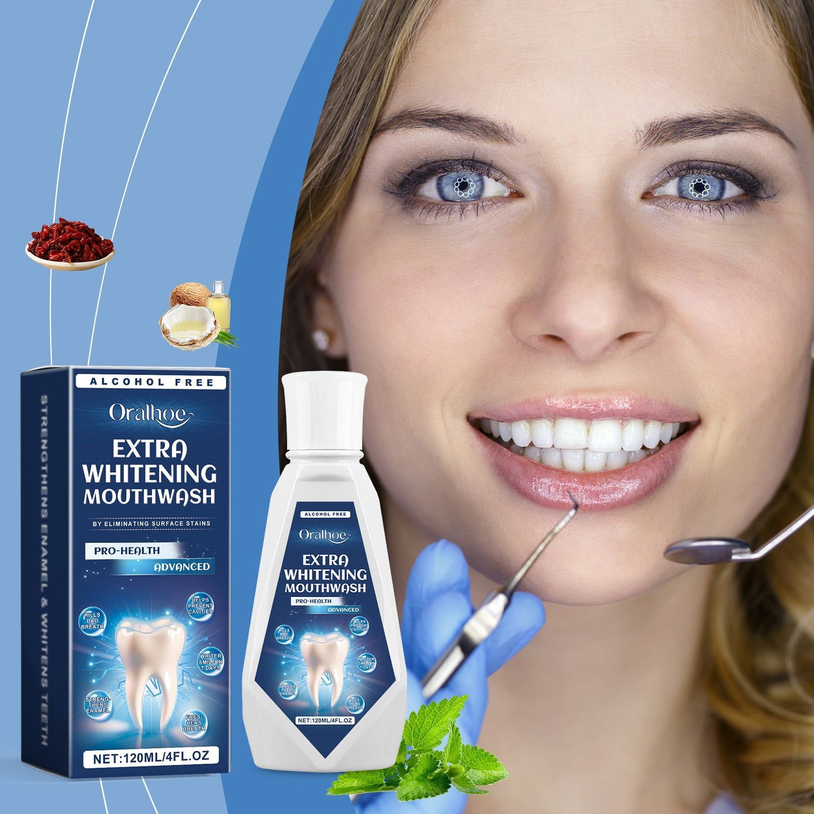 Daily Dental Care Mouthwash, Fresh Mint, Enamel Strengthening, Stain Removal ,120ml