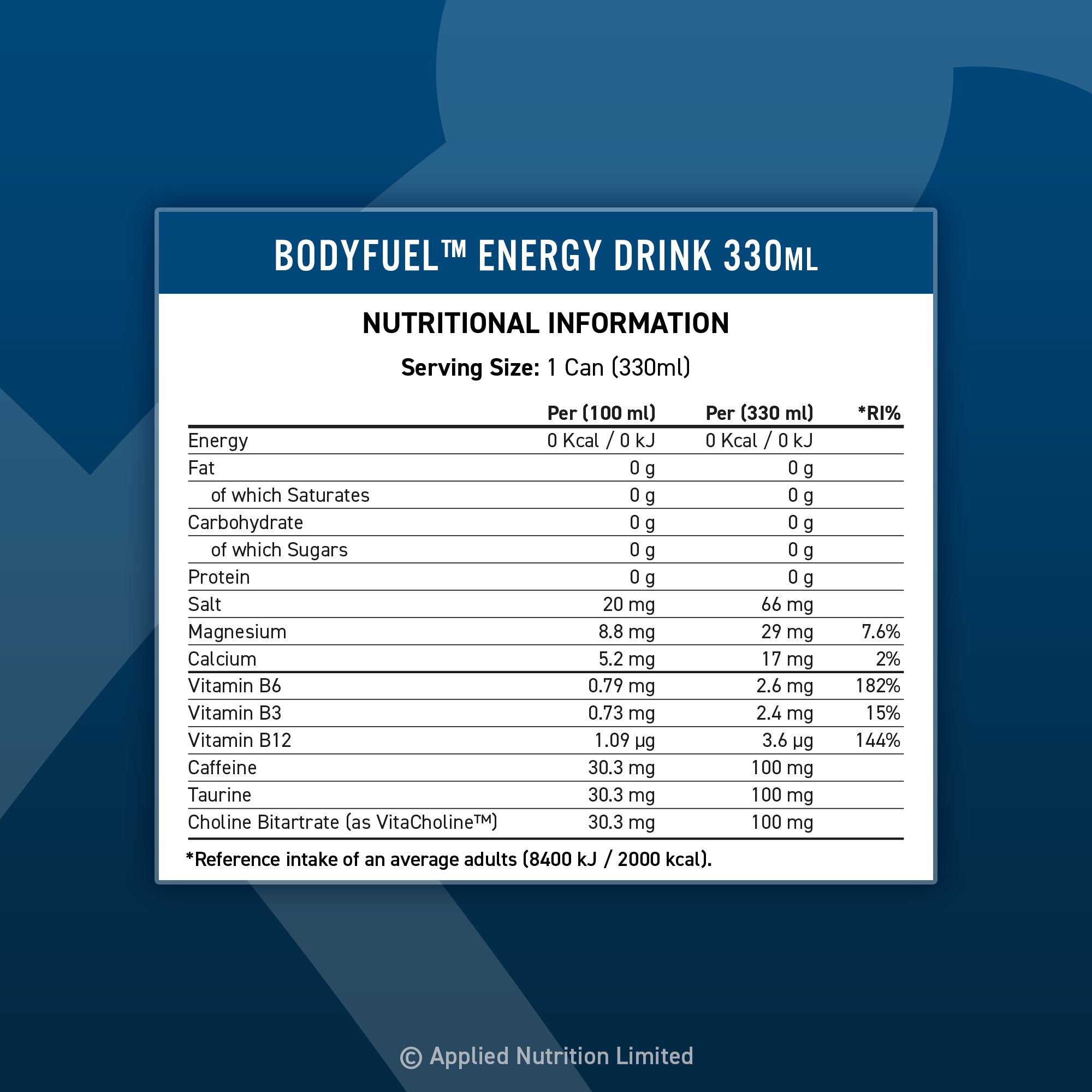 AN CAN BODYFUEL 330ML - BLUE RASPBERRY X 12