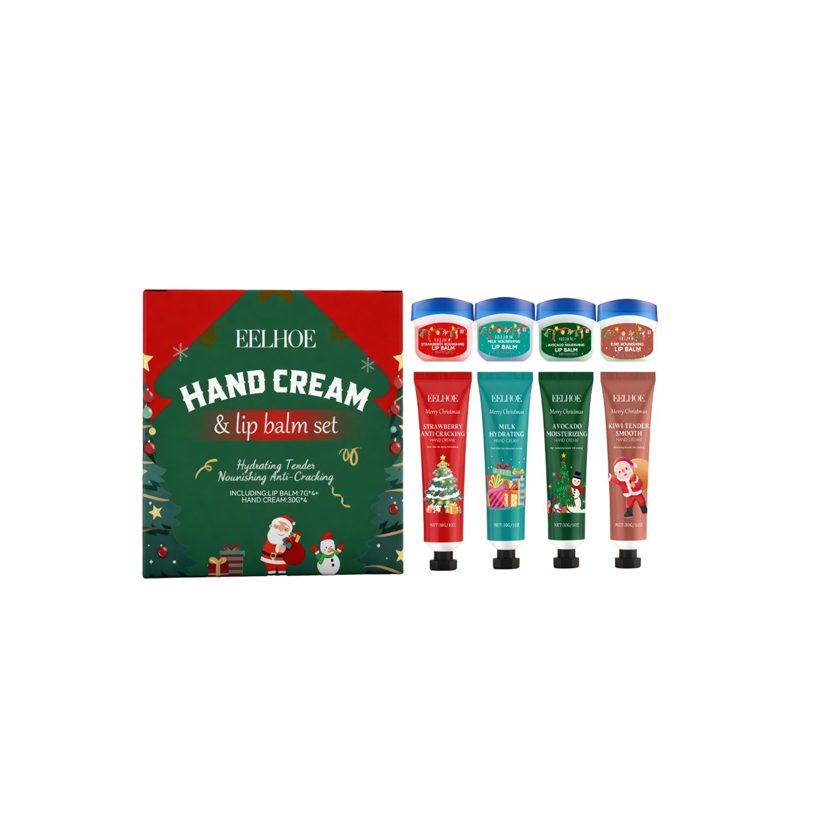 Christmas Hand and Lip Moisturizing Set, Nourish, Repair, Hydrate, Soft Skin ,1 set