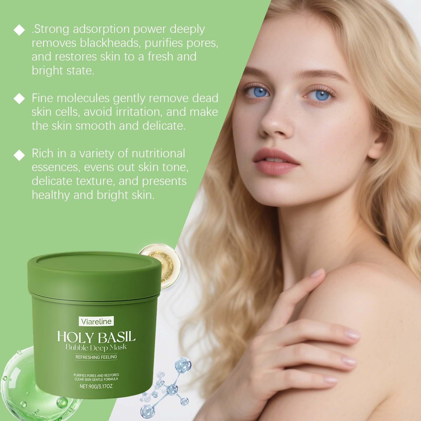 Bubble Cleansing Mask, Deep Pore Detox, Hydrating Facial Cleanser, Brightening Skincare ,90g