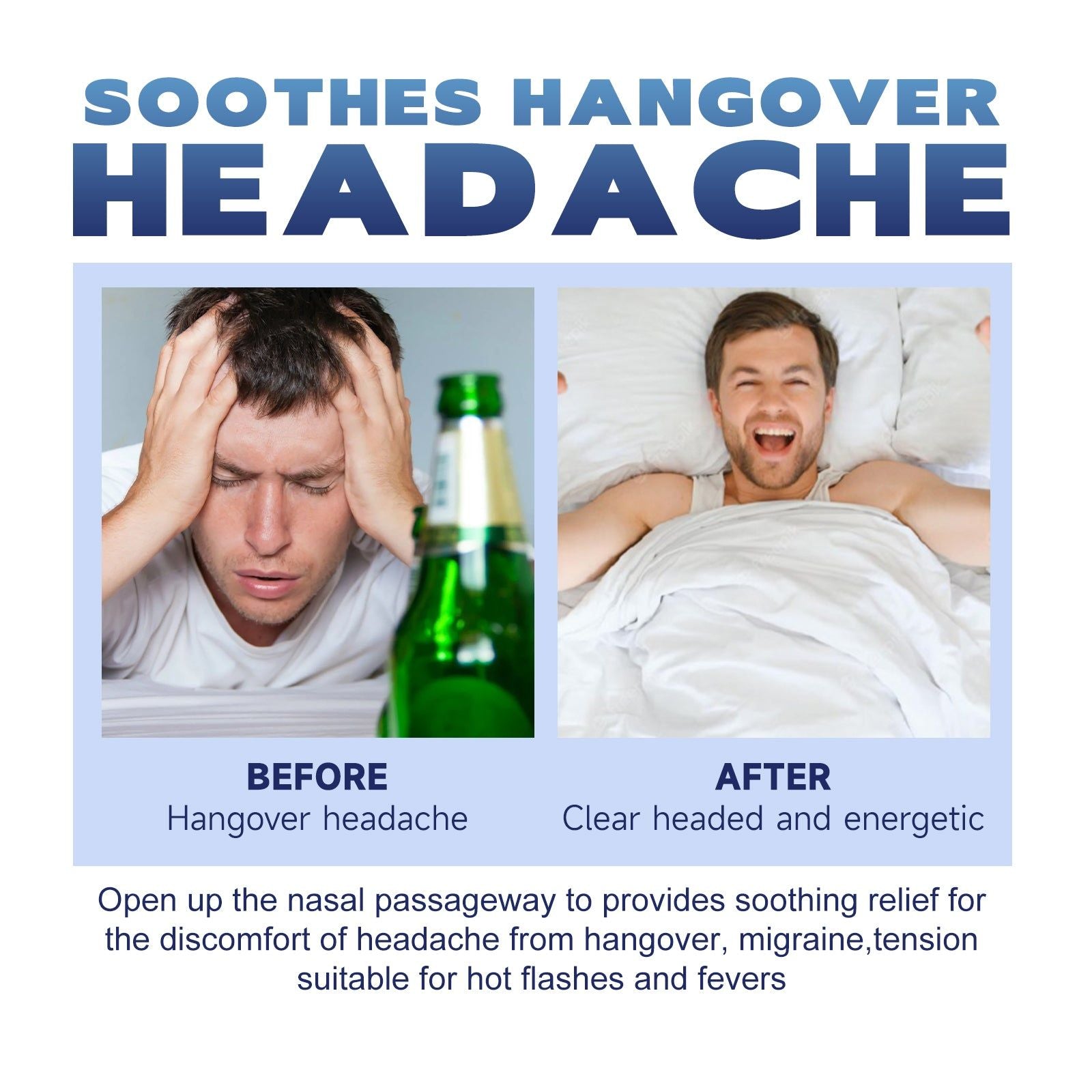 Relieve Hangover Headaches Instantly with Our Natural Inhaler, Fast Nasal Relief ,2ml
