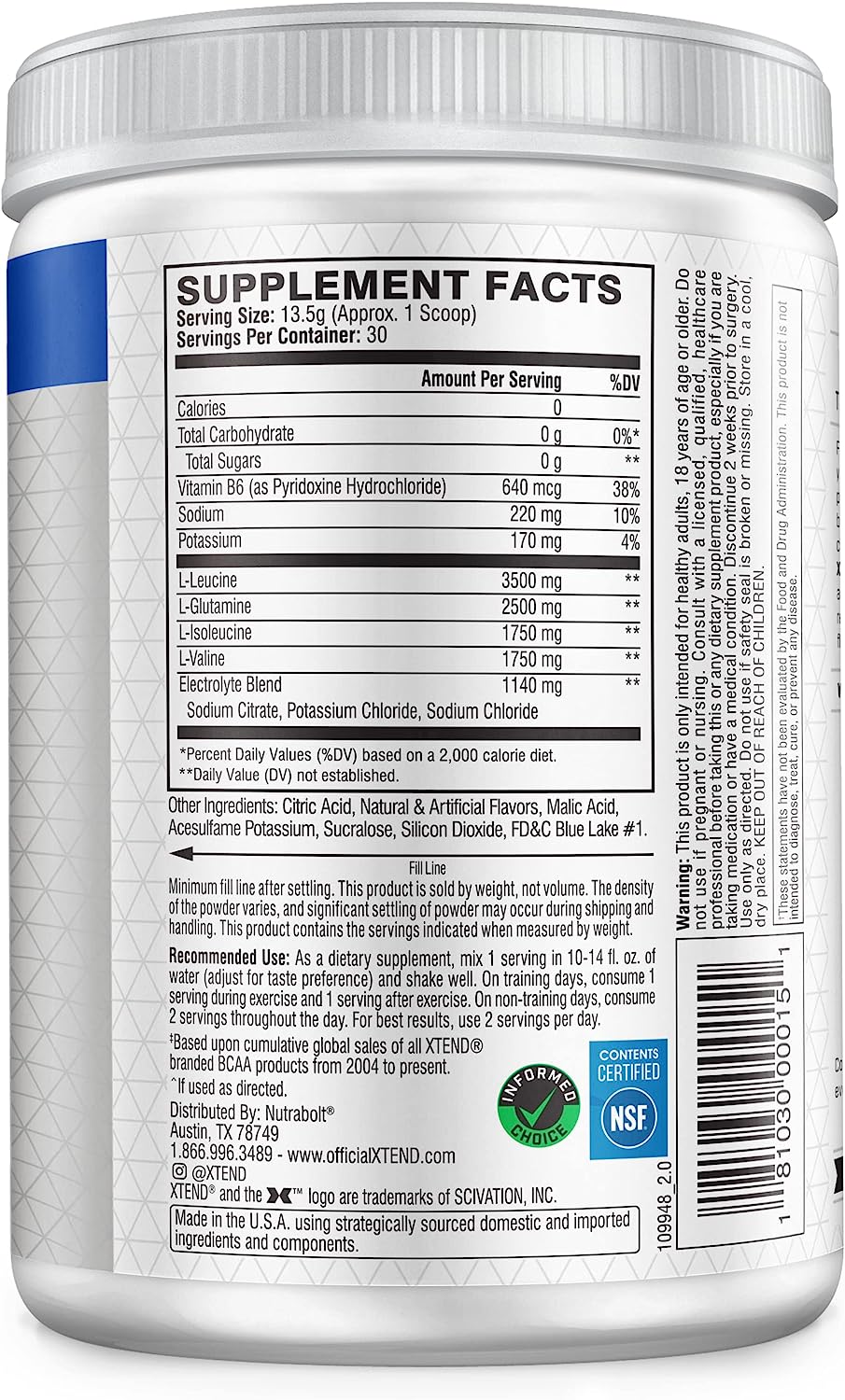 XTEND ORIGINAL BCAA  BLUE RASPBERRY ICE