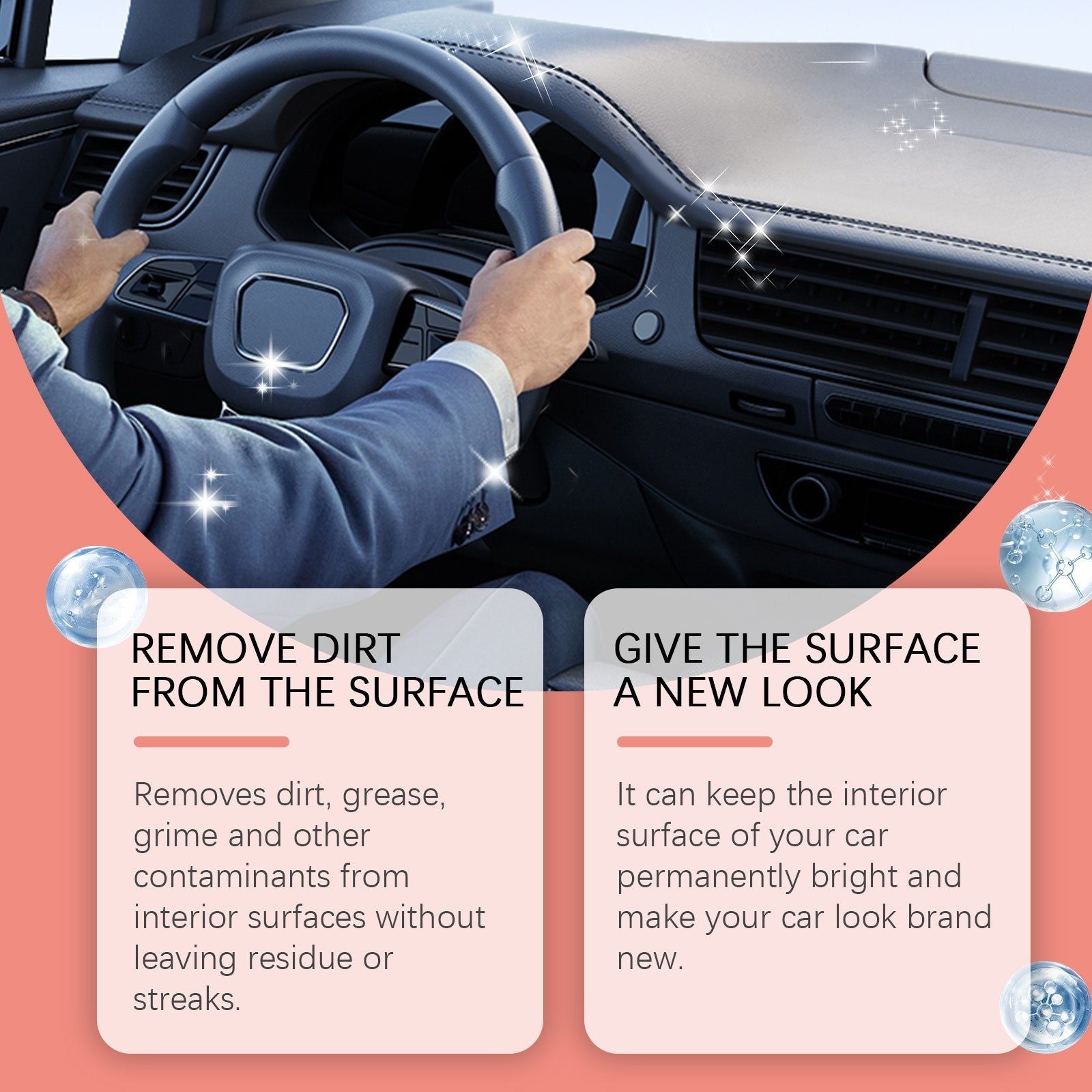 Car Interior Cleaner, Deep Cleaning, Waterproof, Stain Remover, Car Detailing ,120ml
