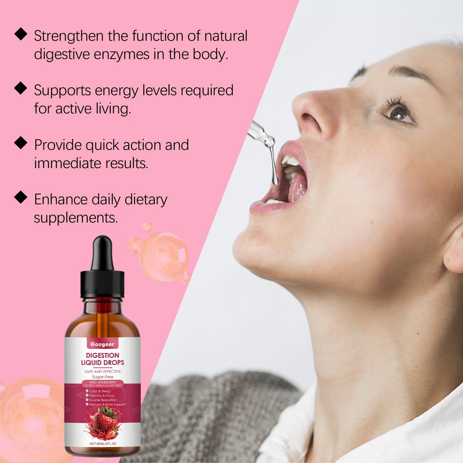 Body Care Dietary Supplement, Boost Energy, Promote Digestion, Natural Herbal Formula ,60ml
