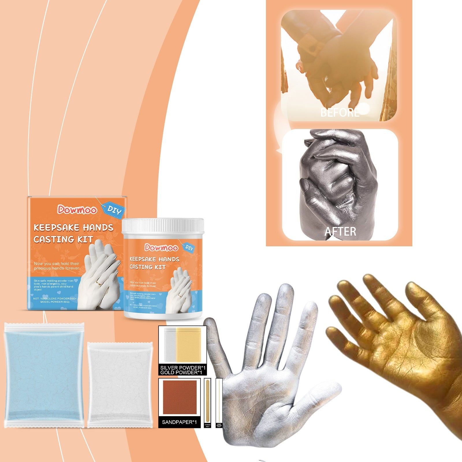 Create Stunning 3D Plaster Models, Hand Casting Kit for Memorable Keepsakes ,1set