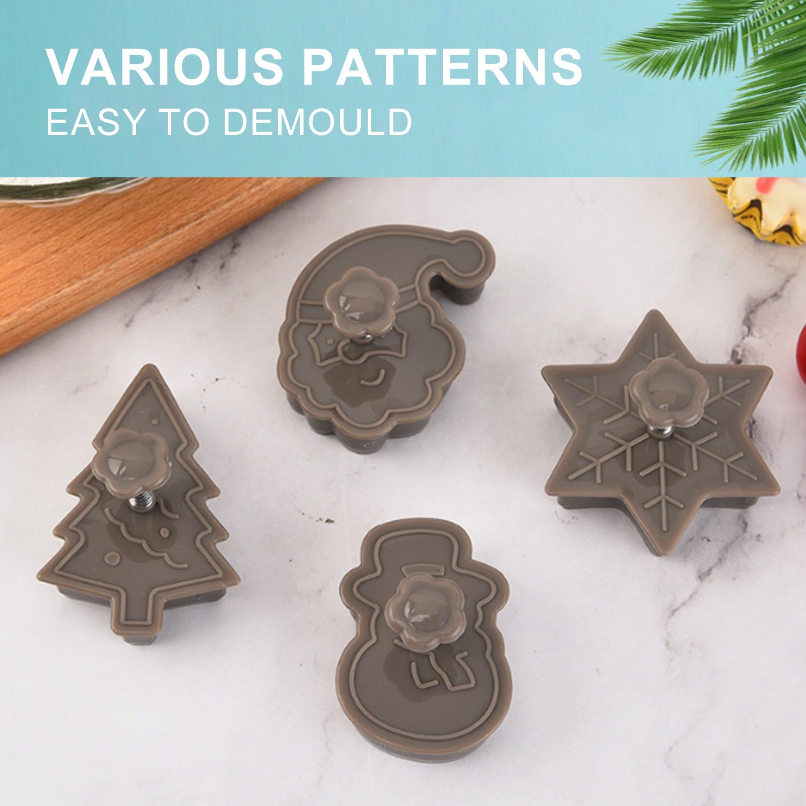 Christmas Biscuit Grinder, Spring Cookie Cutter, Festive Baking Tool, DIY Cookie Mold ,4pcs