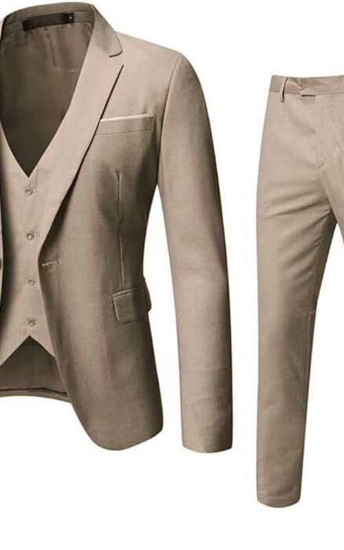 Beige Coat Pant Vest Tuxedo, Elegant Formal Suit for Weddings