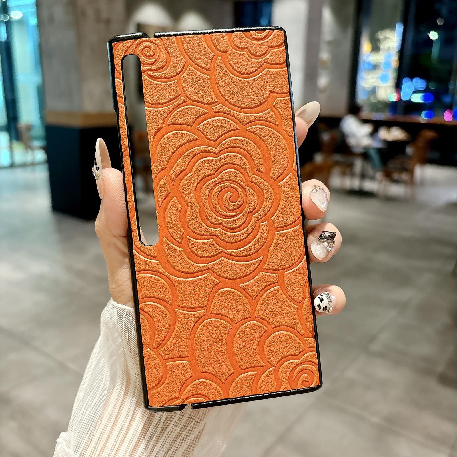 Camellia Pattern PU Case For Huawei Mate Xs 2
