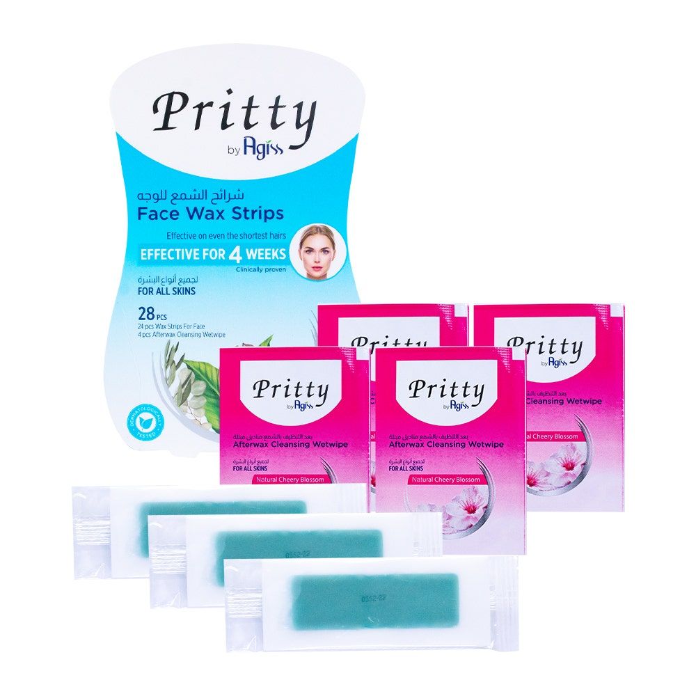 Pritty Face Wax Strips All Skin Types, 1 Kit