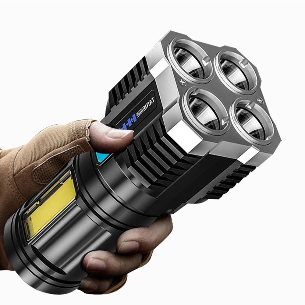 Portable Flashlight Rechargeable 4 LED Flashlight Super Bright Torch For Outdoor