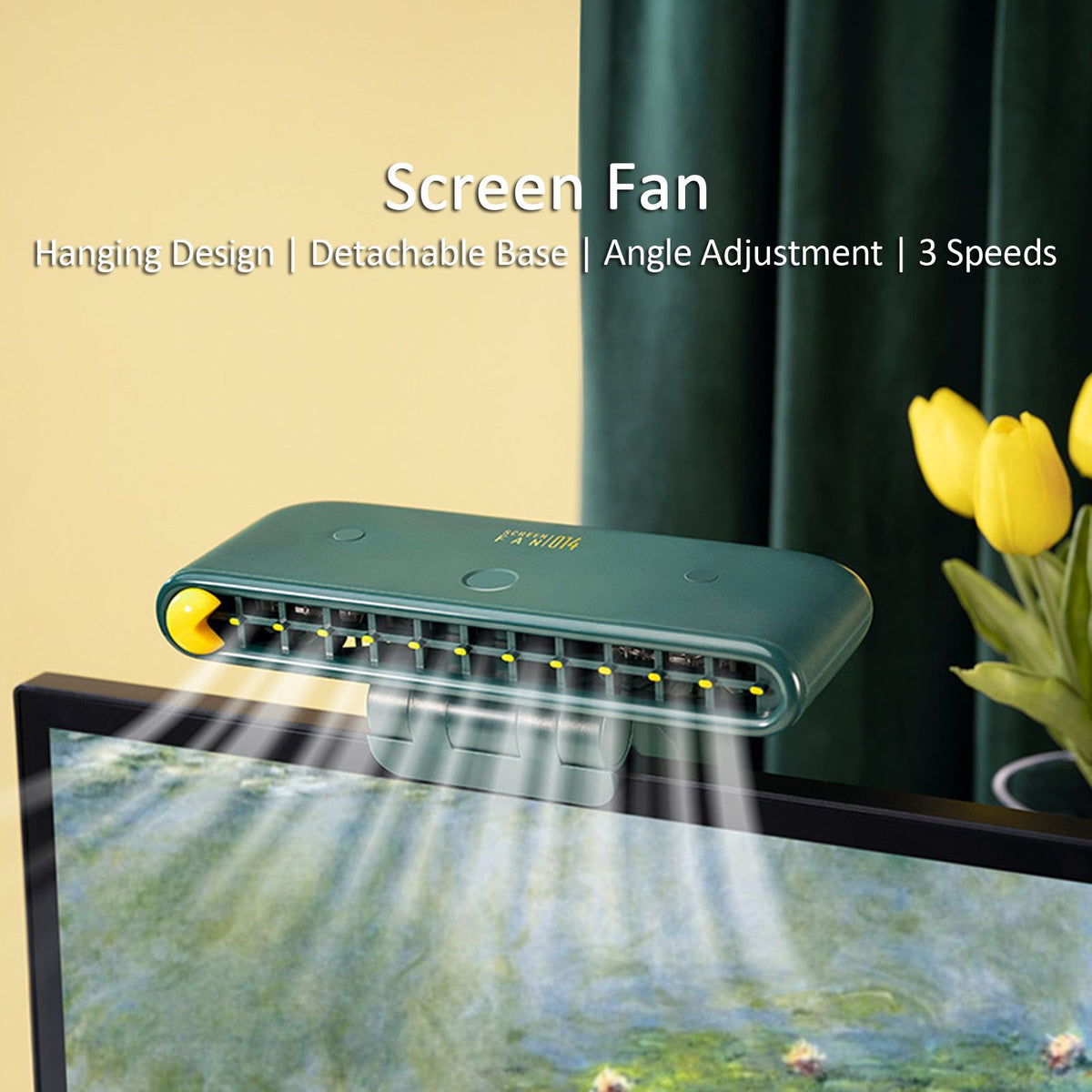 Laptop Screen Hanging Fan Stand USB Rechargeable Cooler Fan For Office Home