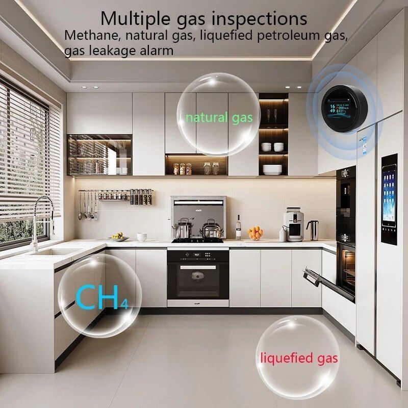 Wifi Natural Gas Sensor LCD display Smart Alarm Gas Leakage Detector for Home