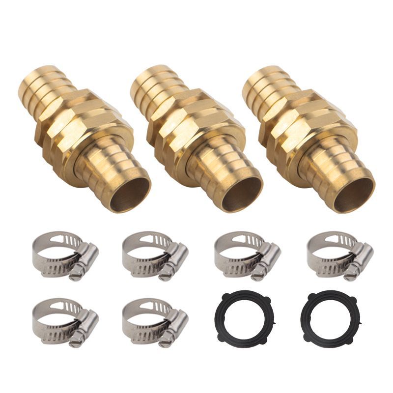 3 Pack Hose Repair Joint Kit 3/4" Two-way Water Pipe Connector Hose Fitting With Brass Clamp
