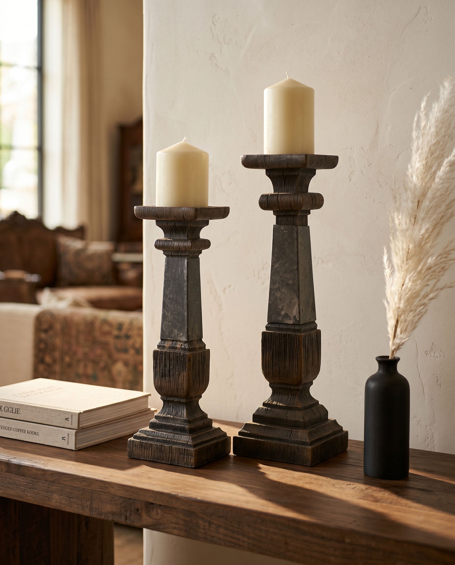 Tati deco Rustic candle holder large