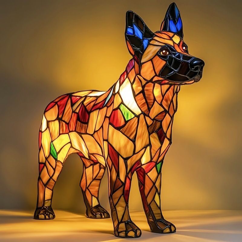 German Shepherd LED Dog Lamp USB Resin Night Light