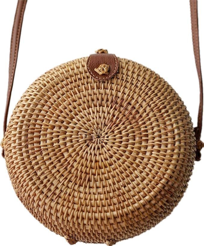 Handwoven Rattan Bag Summer Beach Crossbody Bags Woven Clutch for Women