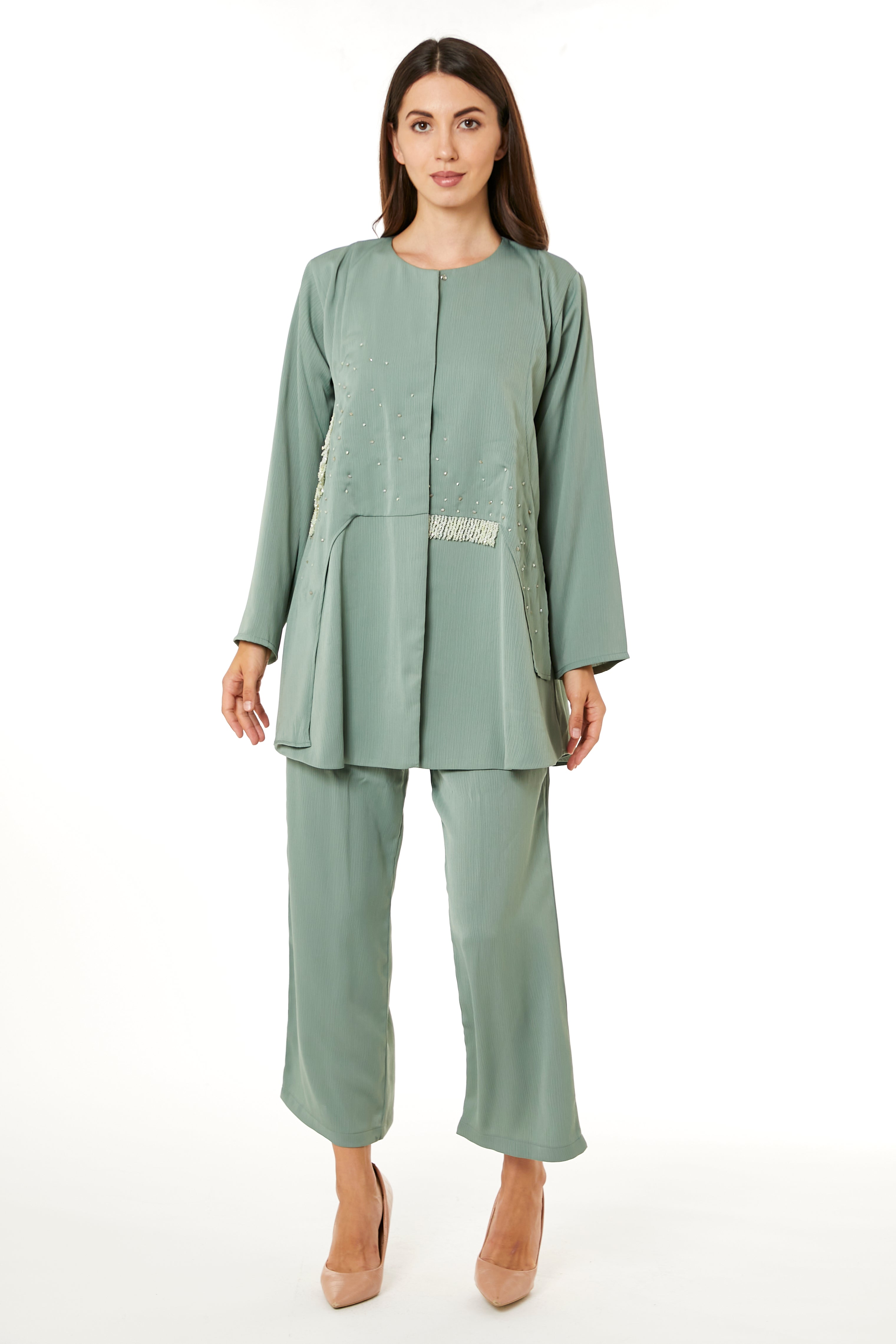 MOiSTREET Light Green Zoom Top and Pants Set