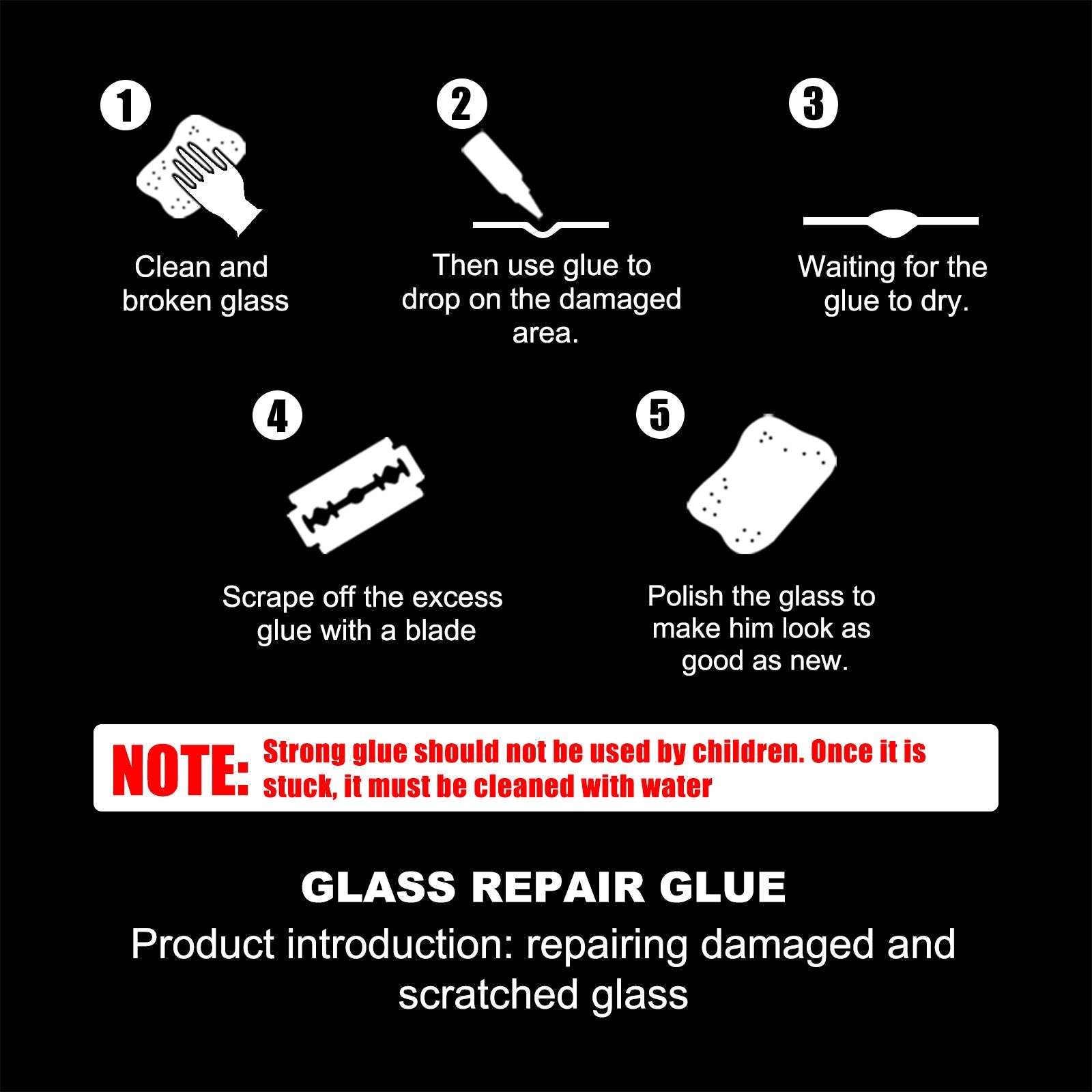 Car Glass Repair Kit, Fast Crack Fix, Windshield Repair Adhesive, Easy DIY ,1set