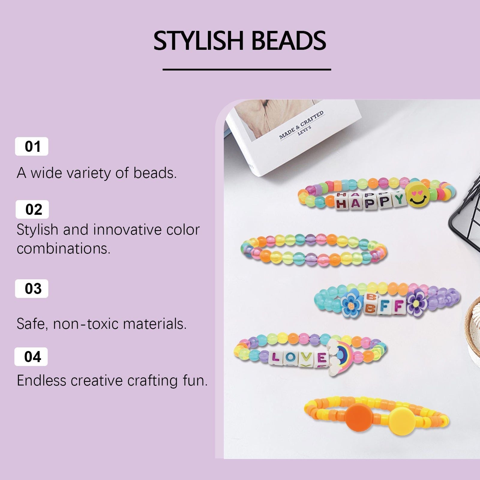 Creative DIY Beaded Bracelet Gift Box for Kids, Parent-Child Fun, Safe & Stylish ,1pcs