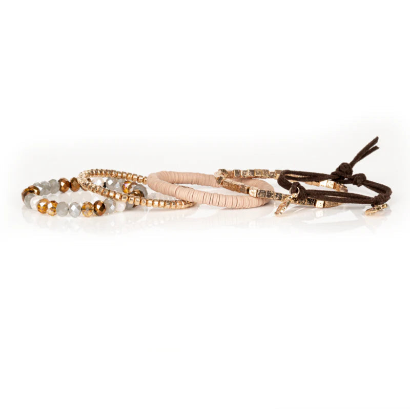 The Dark The Autumn Whisper Beaded Bracelet Set with Leaf Charm