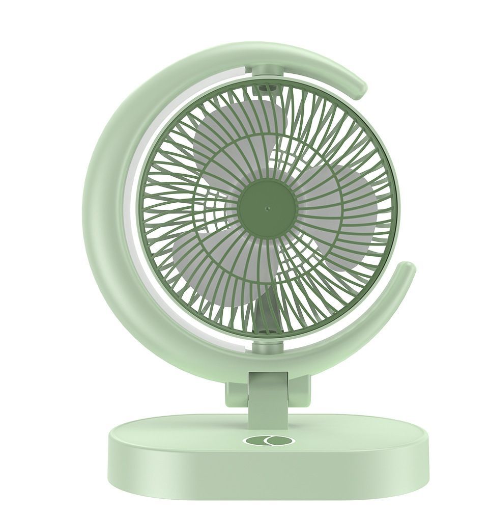 Portable Desktop Fan USB Charging Small Fan Moon Shape Fan With Light