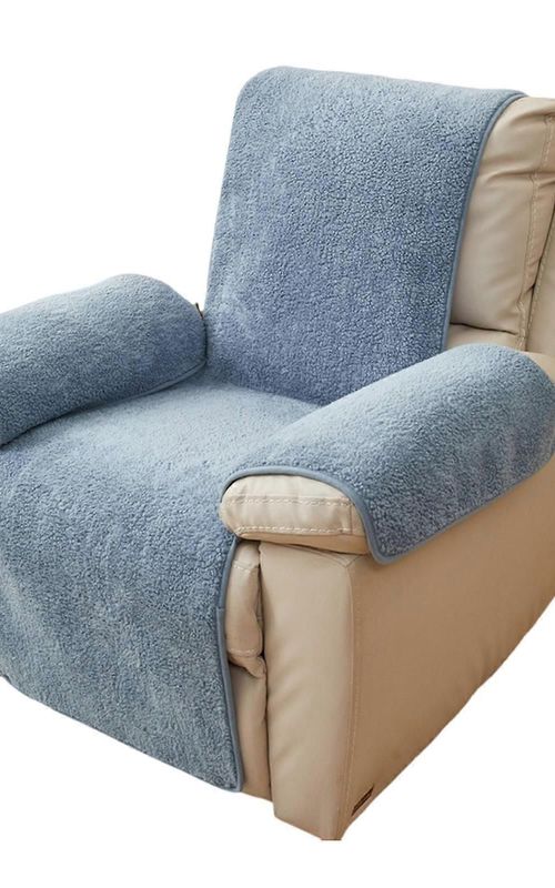 Plush Lambswool Armrest Protector Cover For Sofa Recliner Slip Yellow