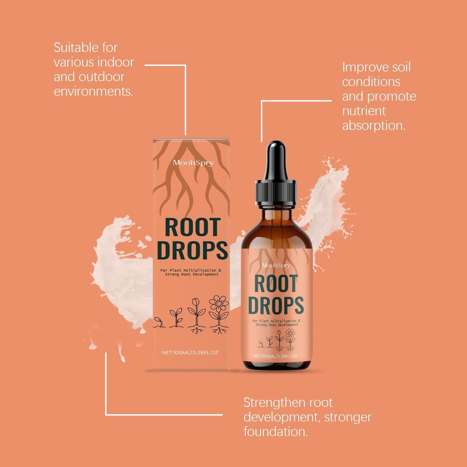 Boost Plant Nutrition, Rapid Root Growth Drops, Indoor Plant Fertilizer ,100ml