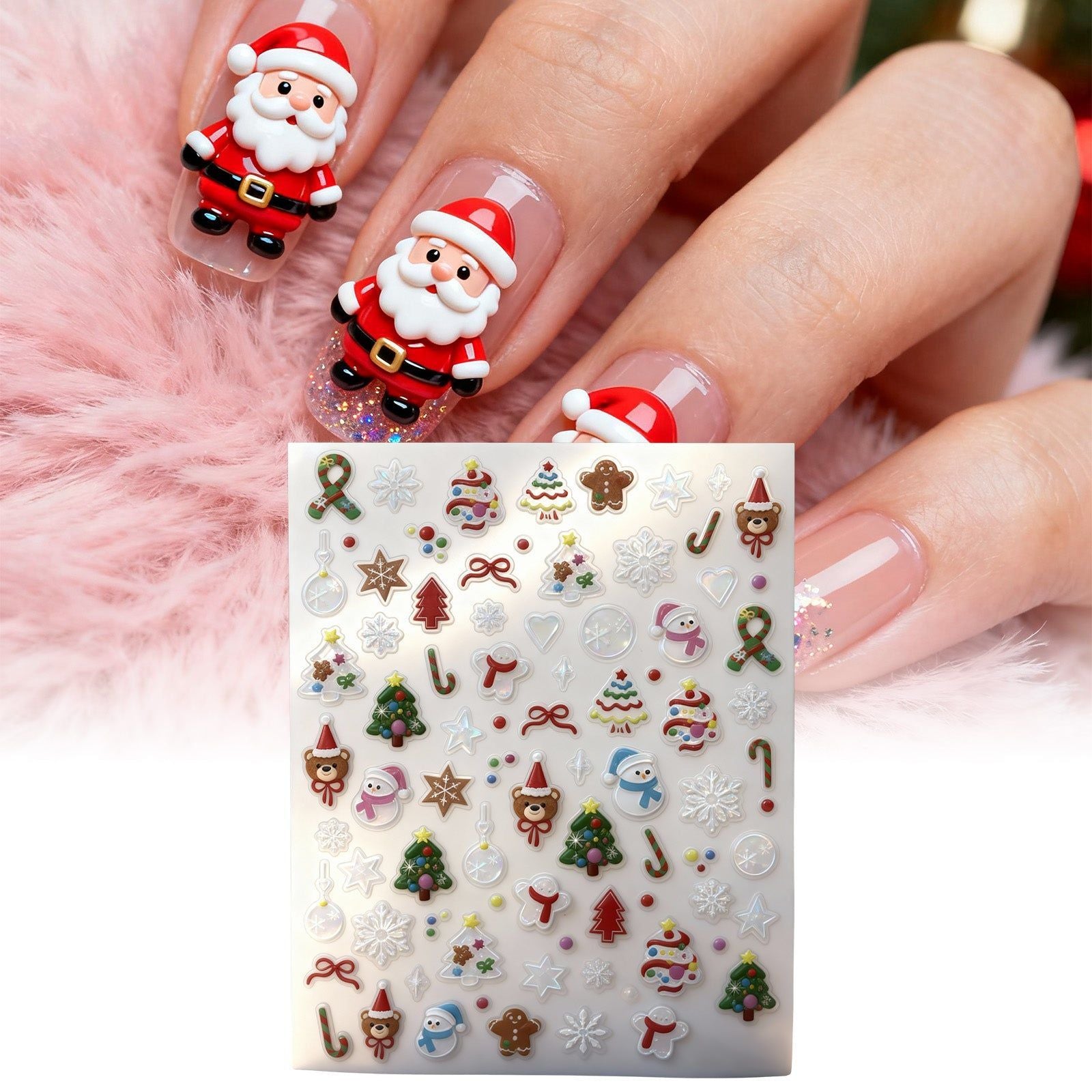 Christmas Nail Stickers, Festive Nail Art, Easy DIY, Eco-Friendly, Holiday Decor ,1pcs