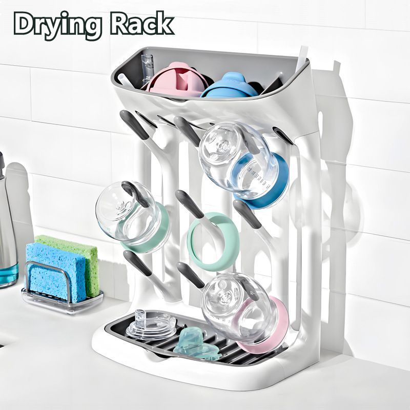 Space-Saving Baby Bottle Drying Rack Compact Dish Drying Rack with Removable Trays