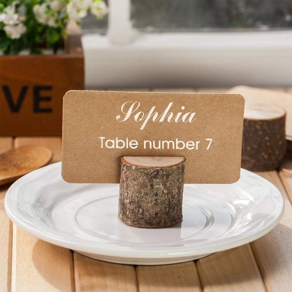 20pcs Wooden Place Card Holder Wedding Table Photo Name Stand