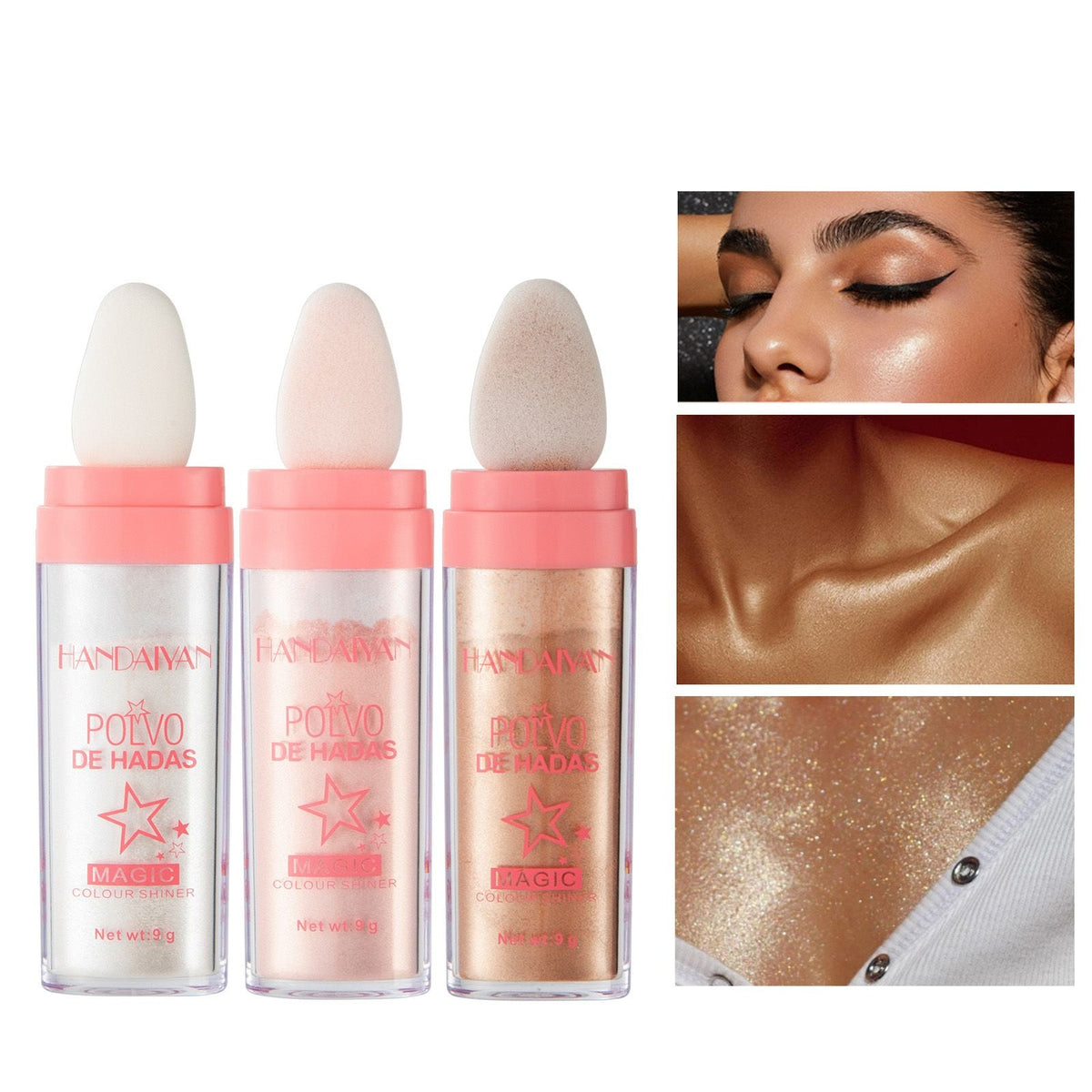 3Pcs Highlighter Stick Fairy Highlighter Patting Powder Makeup For Face Body