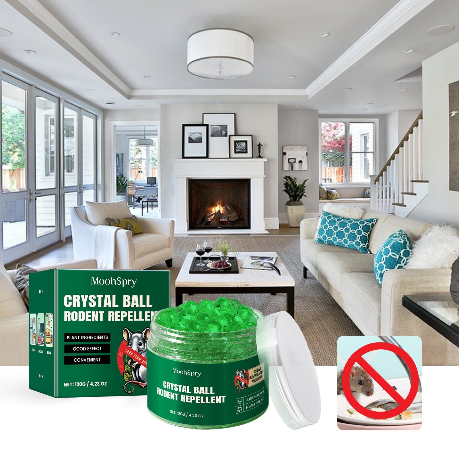 Avoidant Mouse Repellent, Natural Rodent Control, Indoor Outdoor Rat Deterrent ,120g