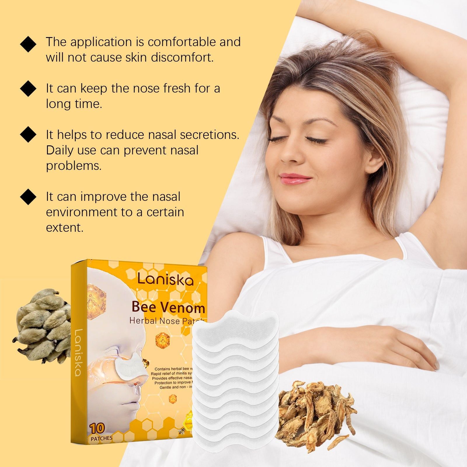 Bee Venom Nasal Patch, Relieve Nasal Congestion, Natural Relief, Daily Comfort ,10pcs