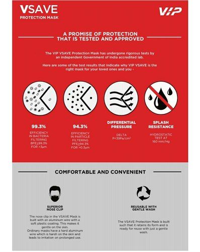 V-SAVE VIP Face Mask Single Piece In Medium & Large Size - Black