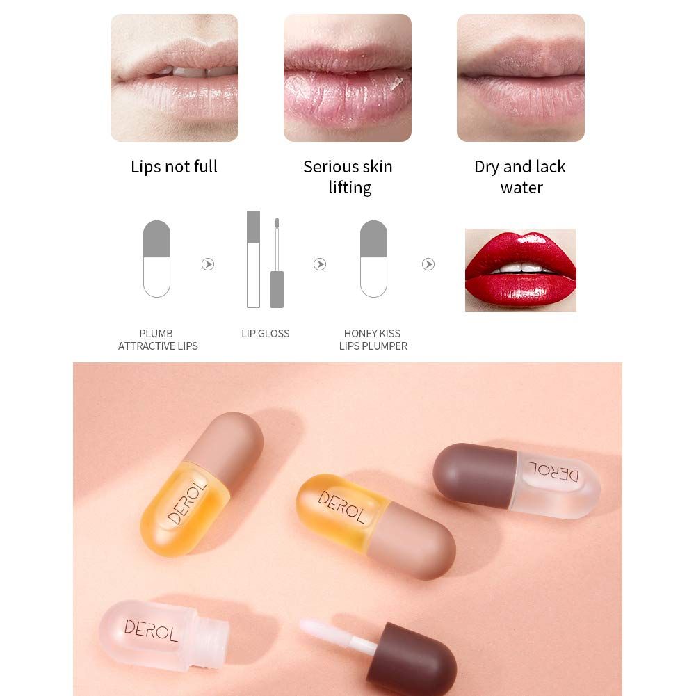 2PCS Day Night Lip Plumper Kit Natural Lip Enhancer Instant Volumising Ginger Plump Gloss